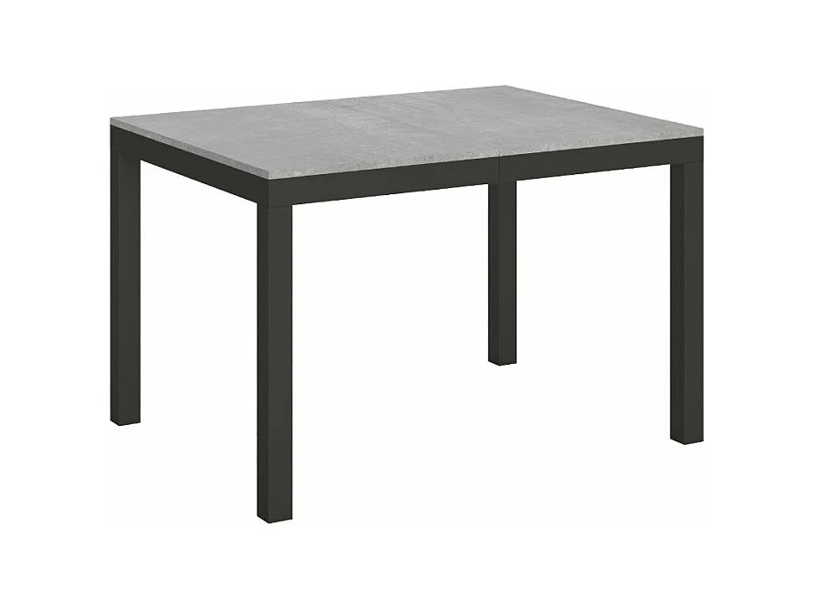Mesa de comedor extensible Karry evolución-Color Gris cemento-Base y soporte con ruedas-Ancho extensible