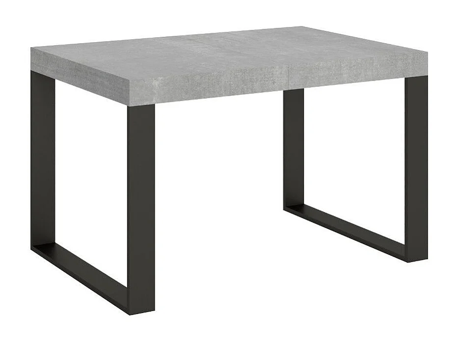 Mesa de comedor extensible tiroz-Color Gris cemento-Soporte 4 pies-5 alargaderas gruesas-Ancho extensible