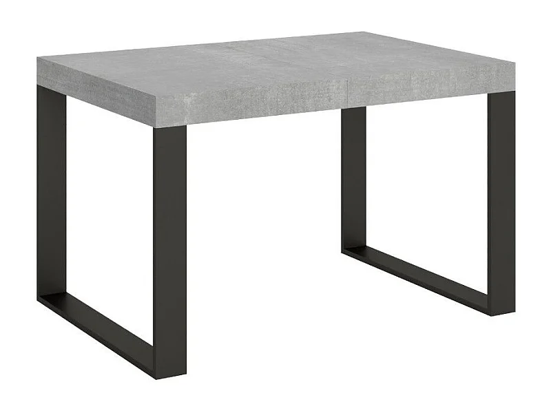 Mesa de comedor extensible tiroz-Color Gris cemento-Soporte 4 pies-5 alargaderas gruesas-Ancho extensible