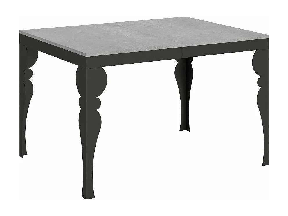 Table extensible pieds acier anthracite Torza evolution-Couleur Gris ciment-4 pieds-120 à 224cm