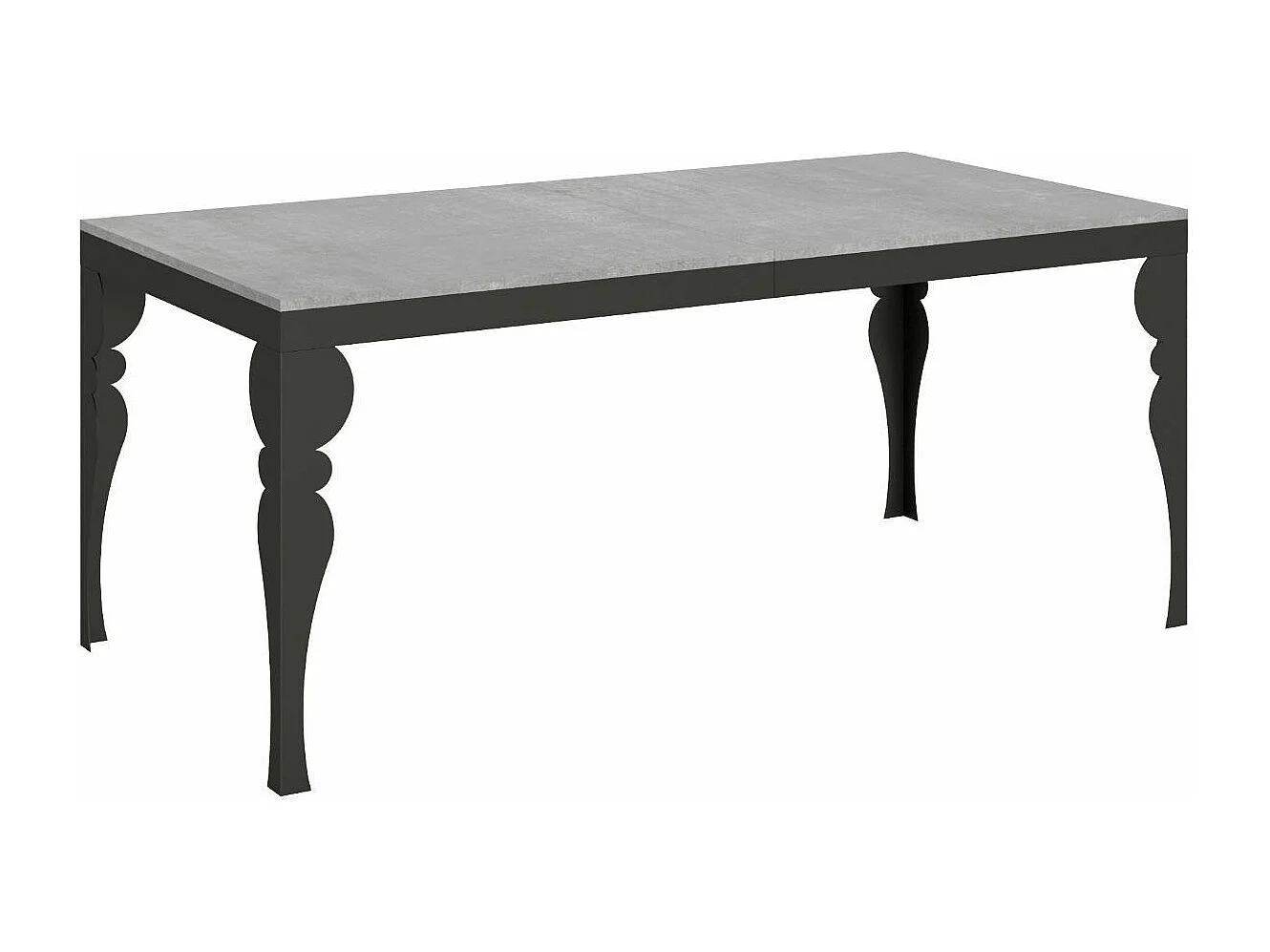 Table extensible pieds acier anthracite Torza evolution-Couleur Gris ciment-4 pieds-120 à 224cm