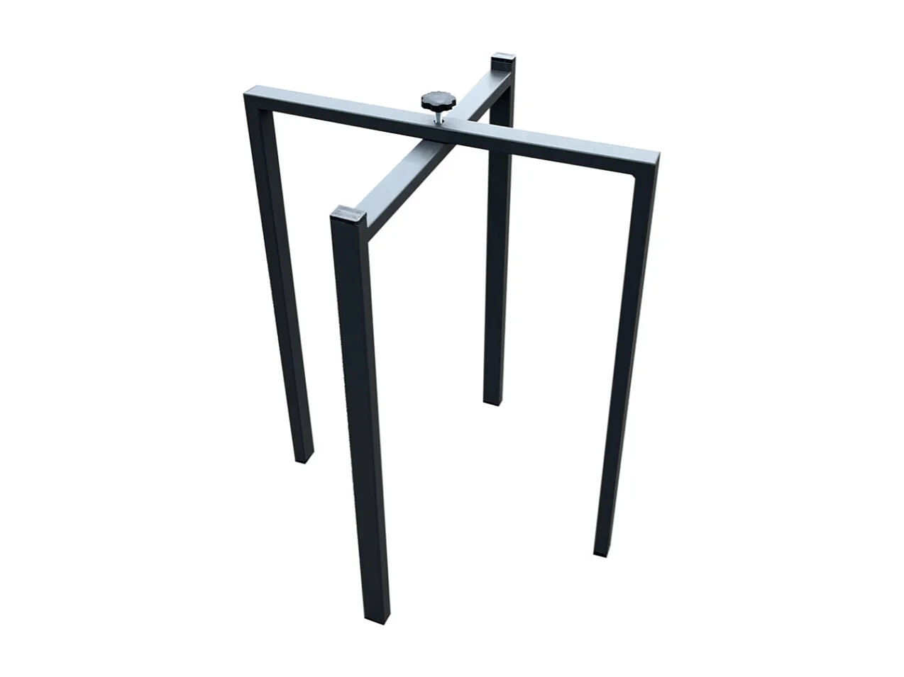 Uitschuifbare houten tafel met 4 houten poten en antraciet stalen Liva-Kleur Bruin-Steun 4 voet-Uitschuifbare breedte