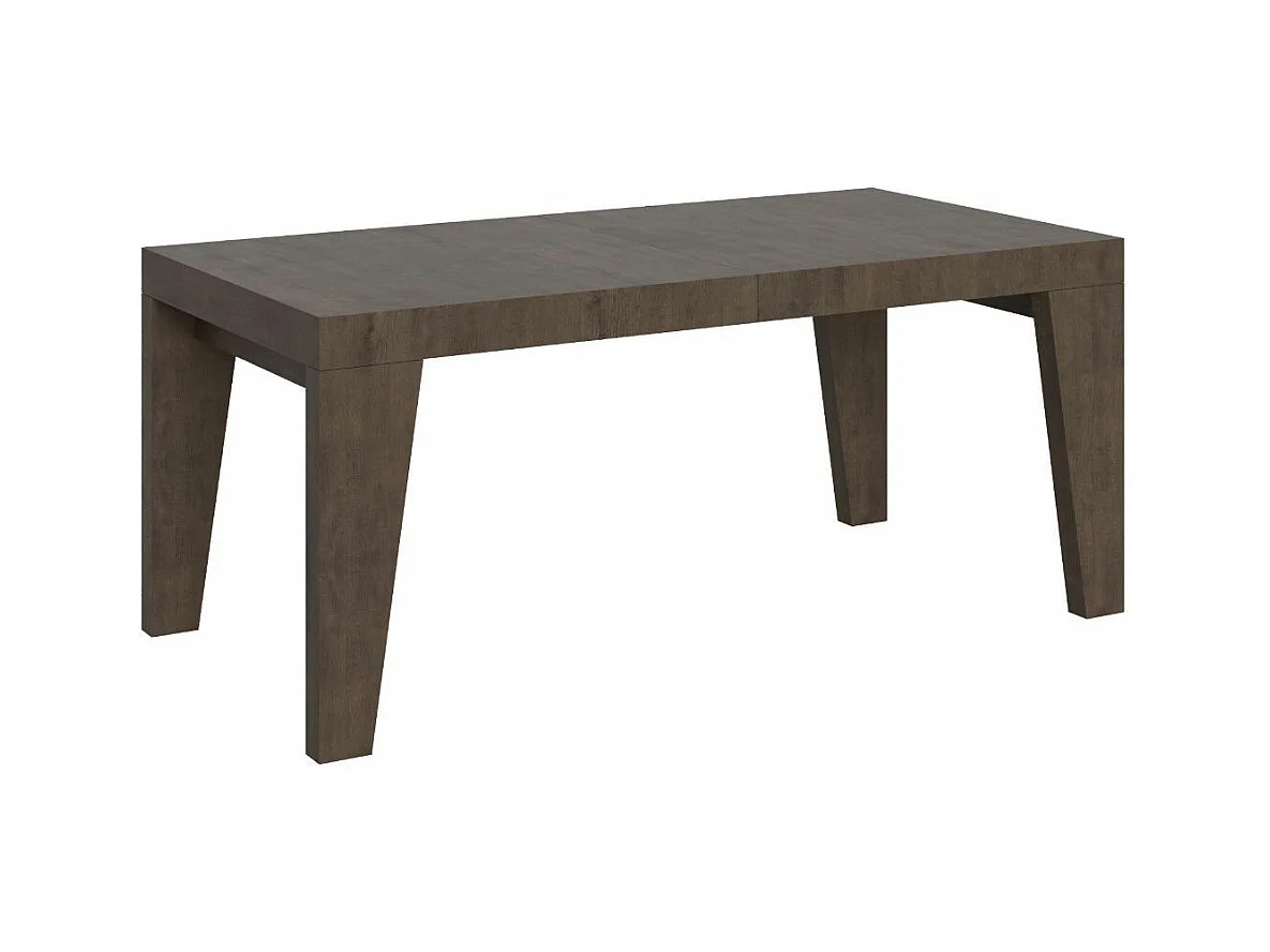 Table à manger extensible bois Naxo-Couleur Marron-Sur roulettes-5 rallonges fines-180 à 440cm