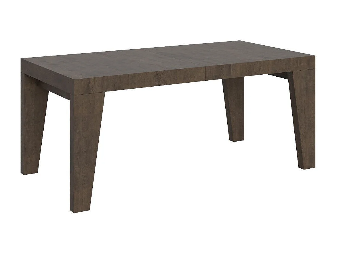Naxo uitschuifbare houten eettafel-Kleur Bruin-Voet en steun op zwenkwielen-Verlengsnoeren 5 dunne verlengingen-Uitschuifbare breedte