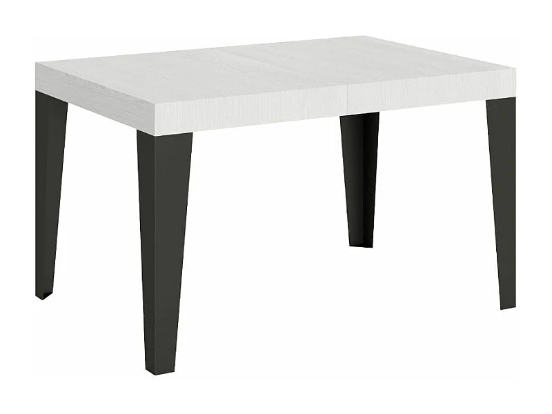 Table à manger extensible Flavio-Couleur Blanc-4 pieds-2 rallonges fines-130 à 234cm