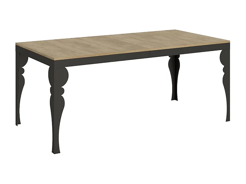 Table extensible pieds acier anthracite Torza evolution-Couleur Naturel-4 pieds-180 à 284cm