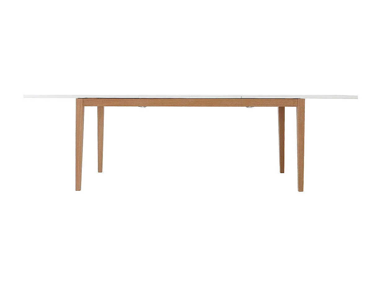 Design-Esstisch ausziehbar Weiß Füße Holz L180-260 DELAH