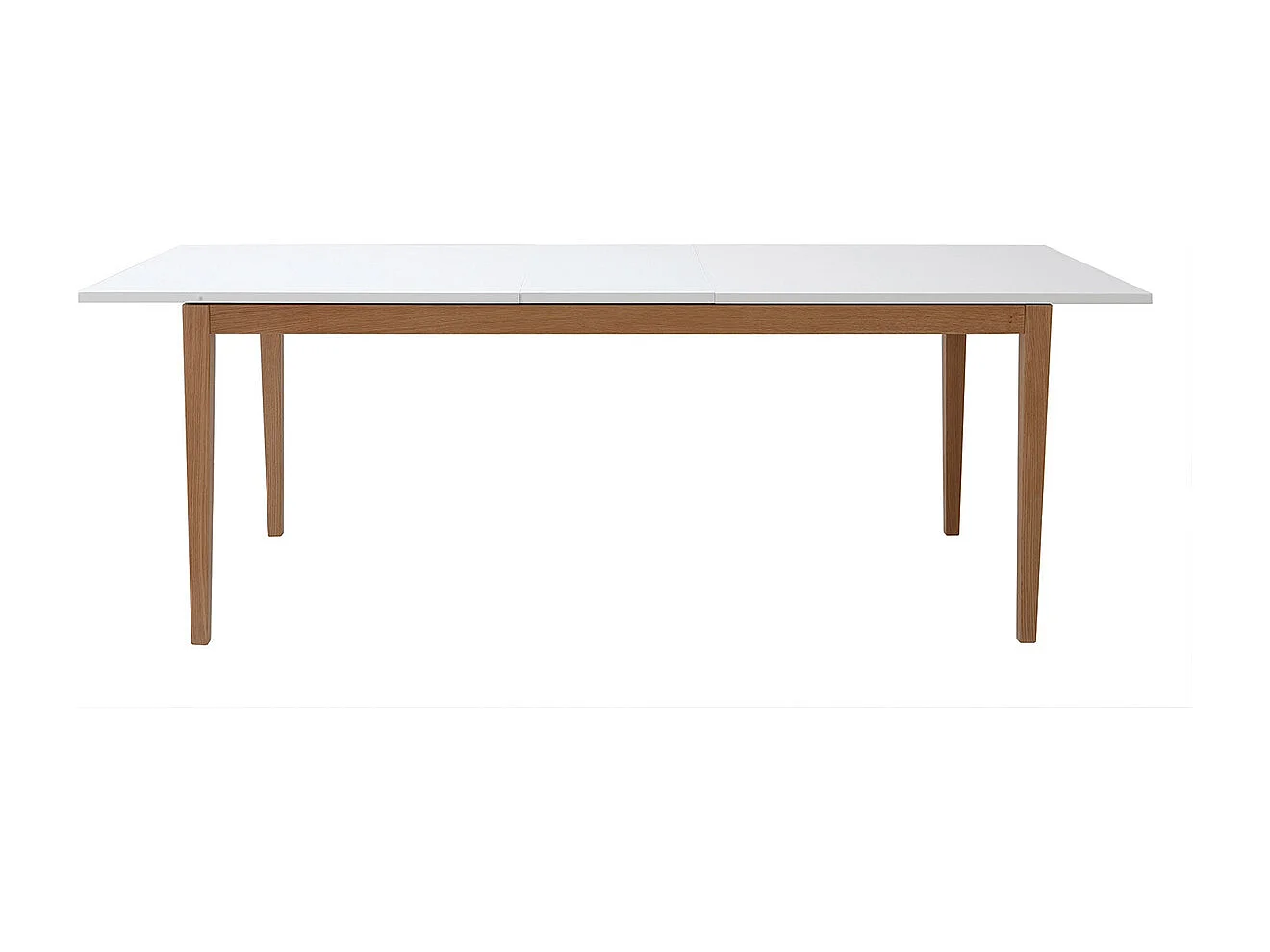 Table à manger scandinave extensible blanche pieds bois rectangulaire L180-260 cm DELAH