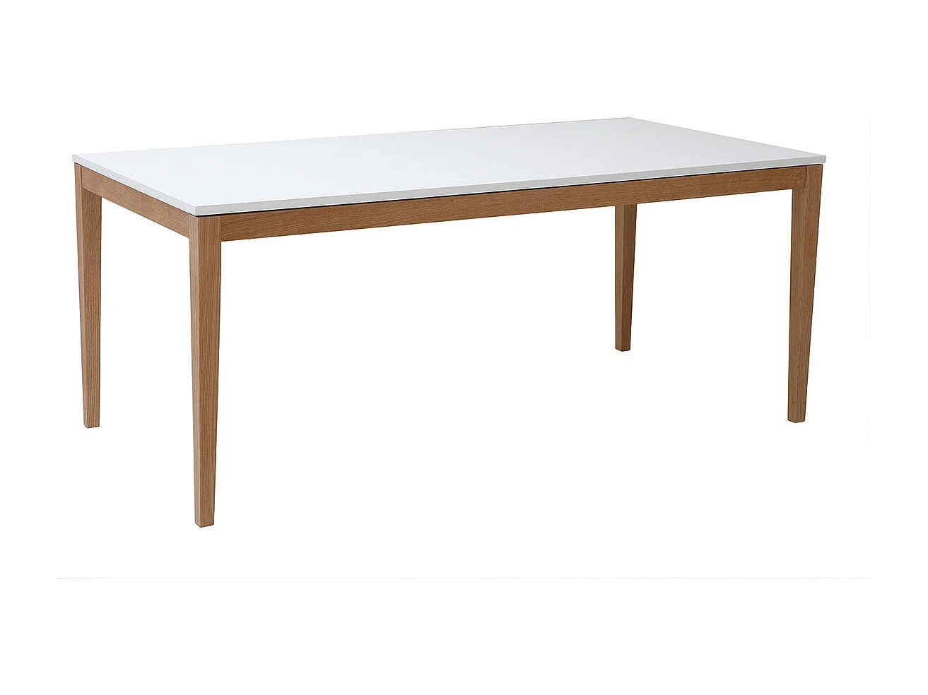 Table à manger scandinave extensible blanche pieds bois rectangulaire L180-260 cm DELAH