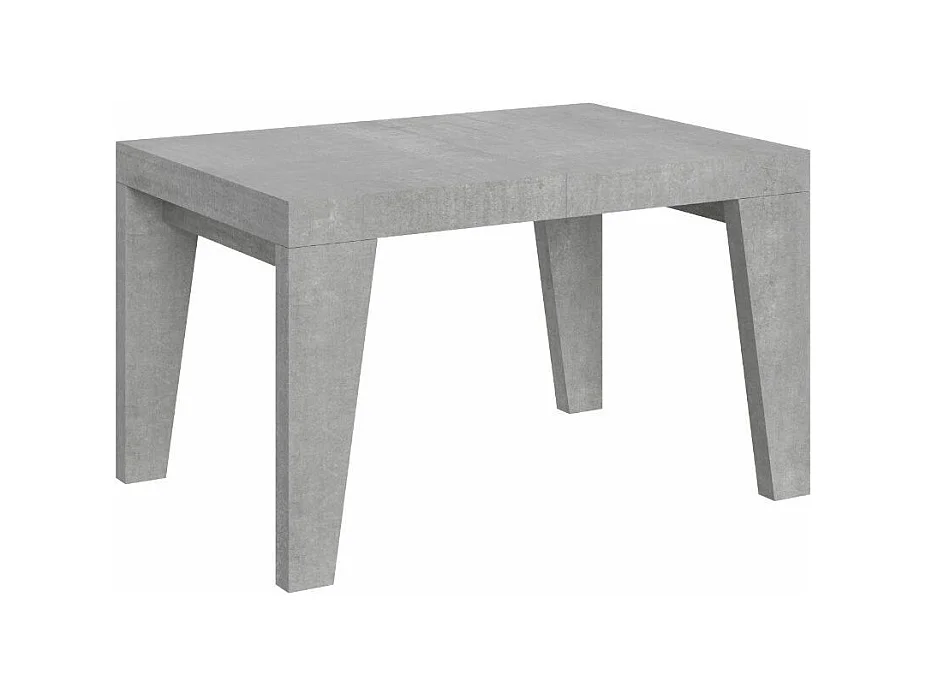 Table à manger extensible bois Naxo-Couleur Gris ciment-Sur roulettes-5 rallonges fines-130 à 390cm