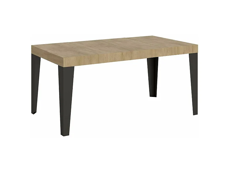 Table à manger extensible Flavio-Couleur Naturel-4 pieds-2 rallonges fines-180 à 284cm