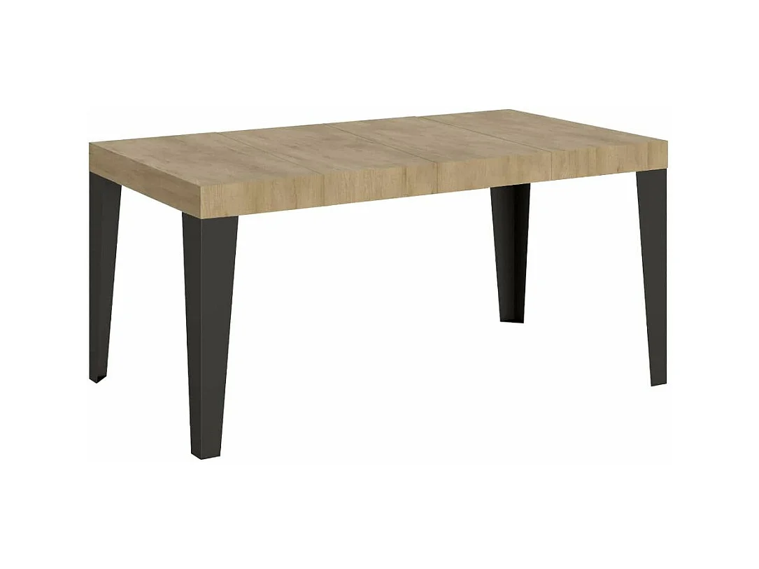 Table à manger extensible Flavio-Couleur Naturel-4 pieds-2 rallonges fines-180 à 284cm
