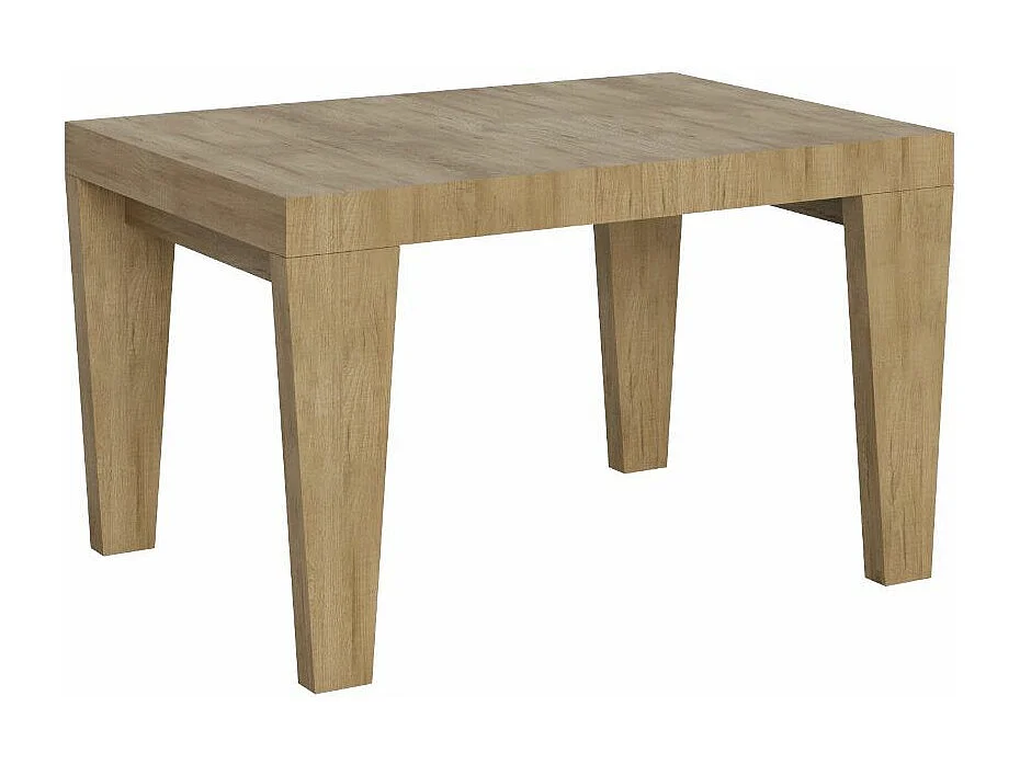 Table à manger extensible bois pieds en V Kristo-Couleur Naturel-Sur roulettes-2 rallonges fines-130 à 234cm