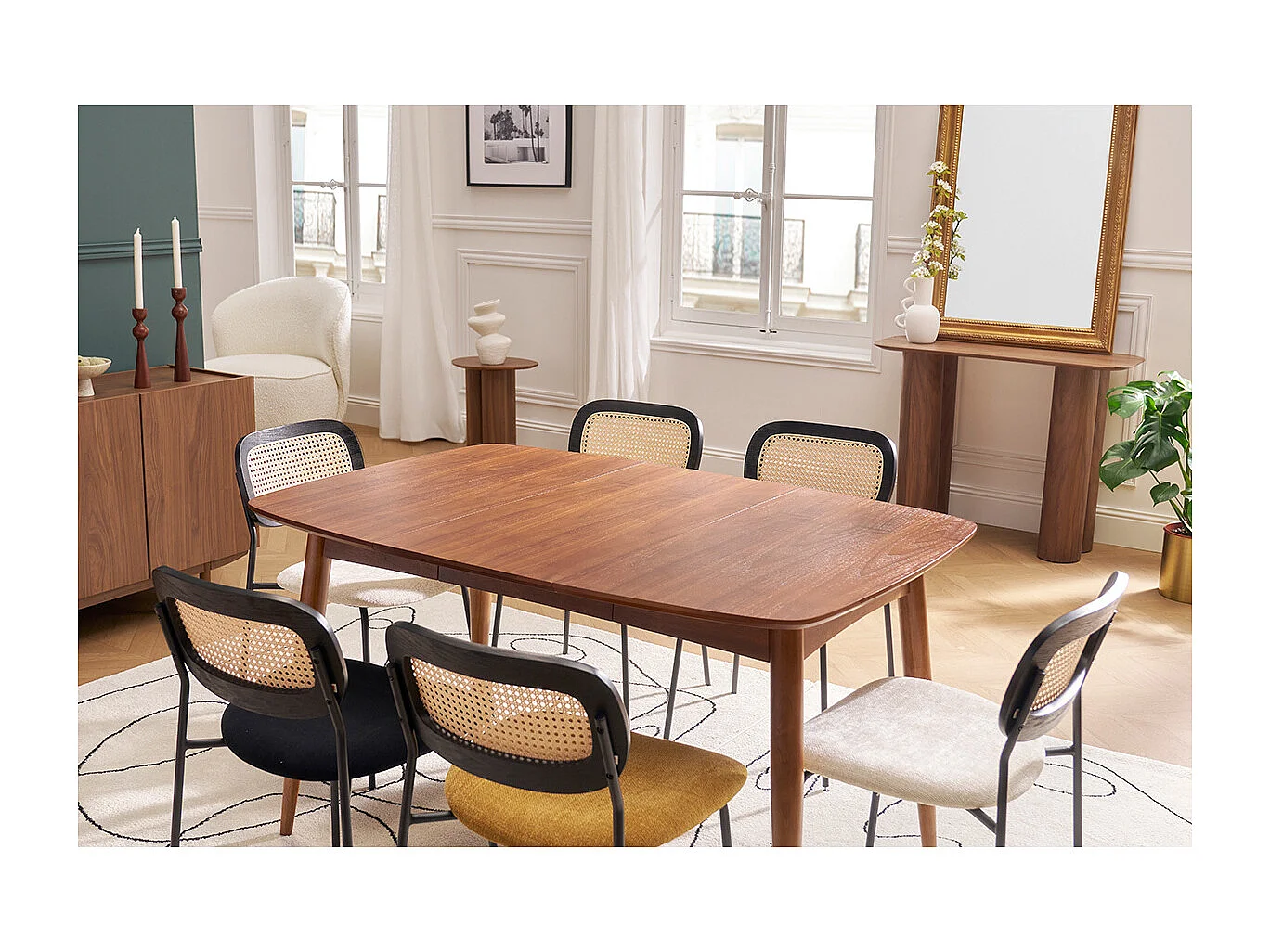 Ausziehbarer Esstisch Nussbaum 90x130 cm NORDECO