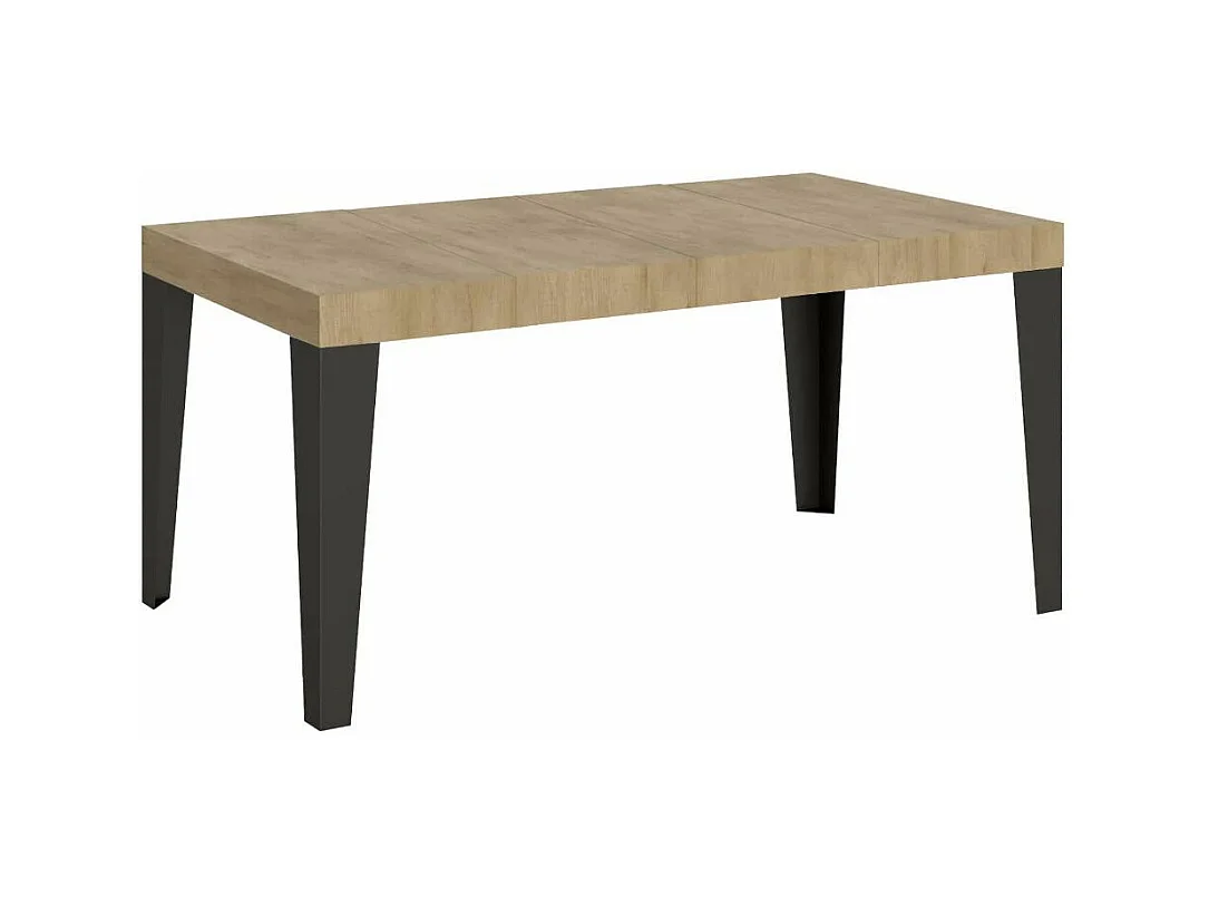Table à manger extensible Flavio-Couleur Gris ciment-4 pieds-2 rallonges épaisses-130 à 234cm