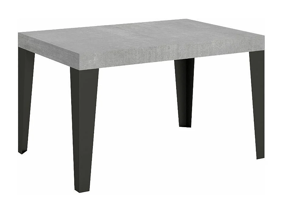 Mesa de comedor extensible Flavio-Color Gris cemento-Soporte 4 pies-Alargaderas -Ancho extensible
