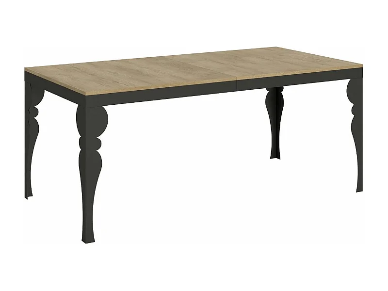 Table extensible pieds acier anthracite Torza evolution-Couleur Naturel-4 pieds-160 à 264cm