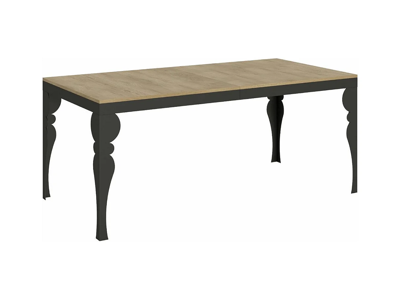 Table extensible pieds acier anthracite Torza evolution-Couleur Naturel-4 pieds-160 à 264cm