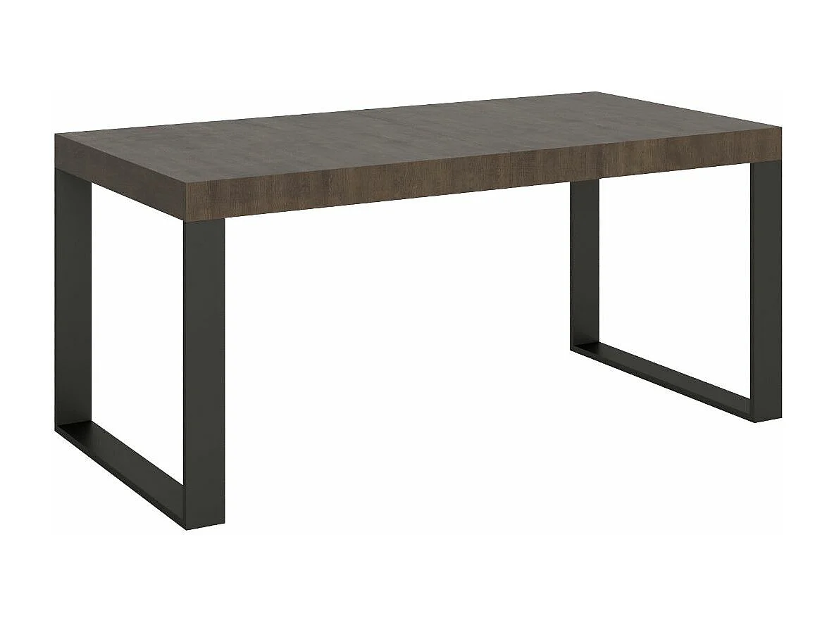 Table à manger extensible Tiroz-Couleur Marron-4 pieds-2 rallonges épaisses-180 à 284cm