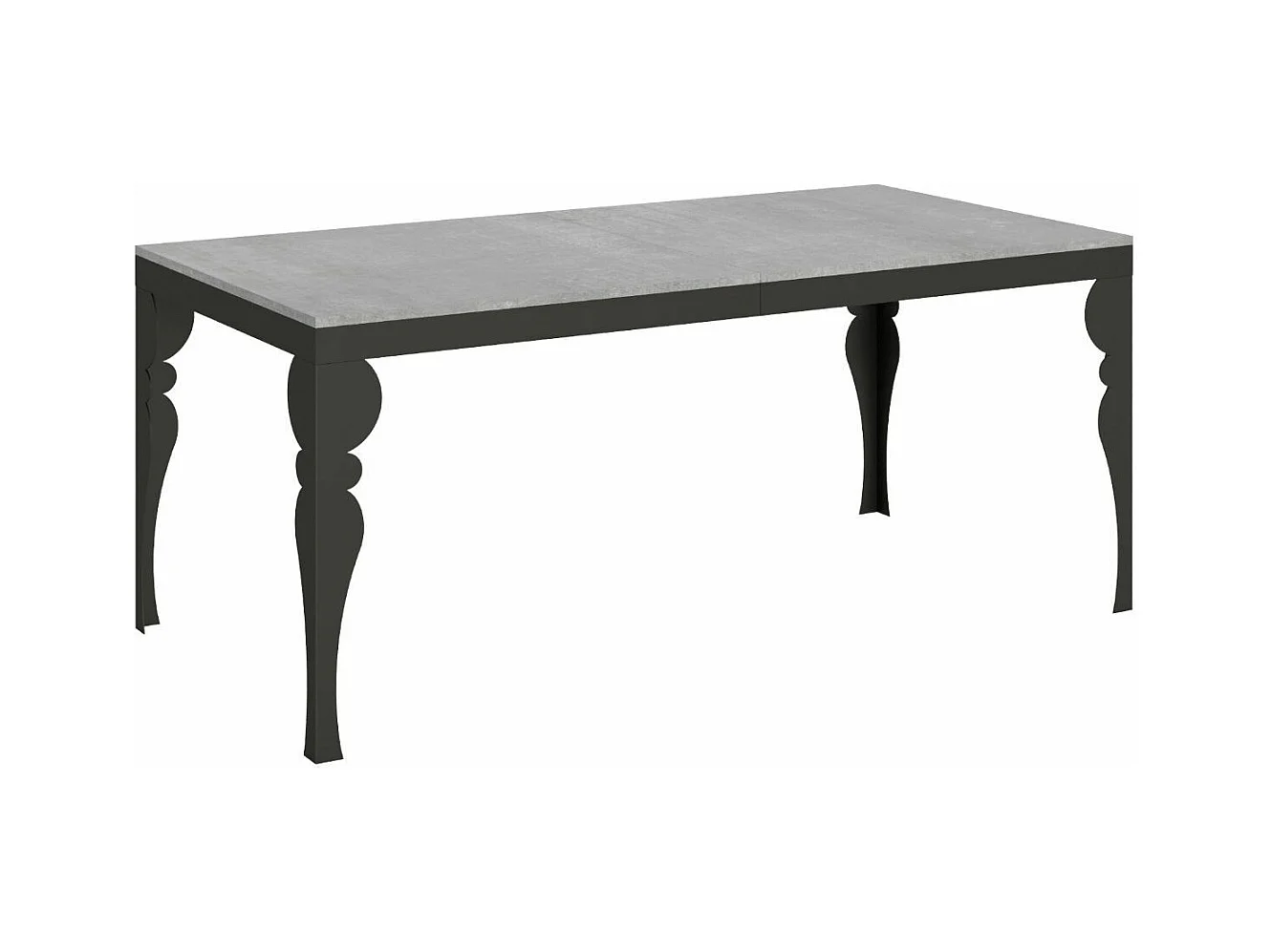 Table extensible pieds acier anthracite Torza evolution-Couleur Gris ciment-4 pieds-160 à 264cm