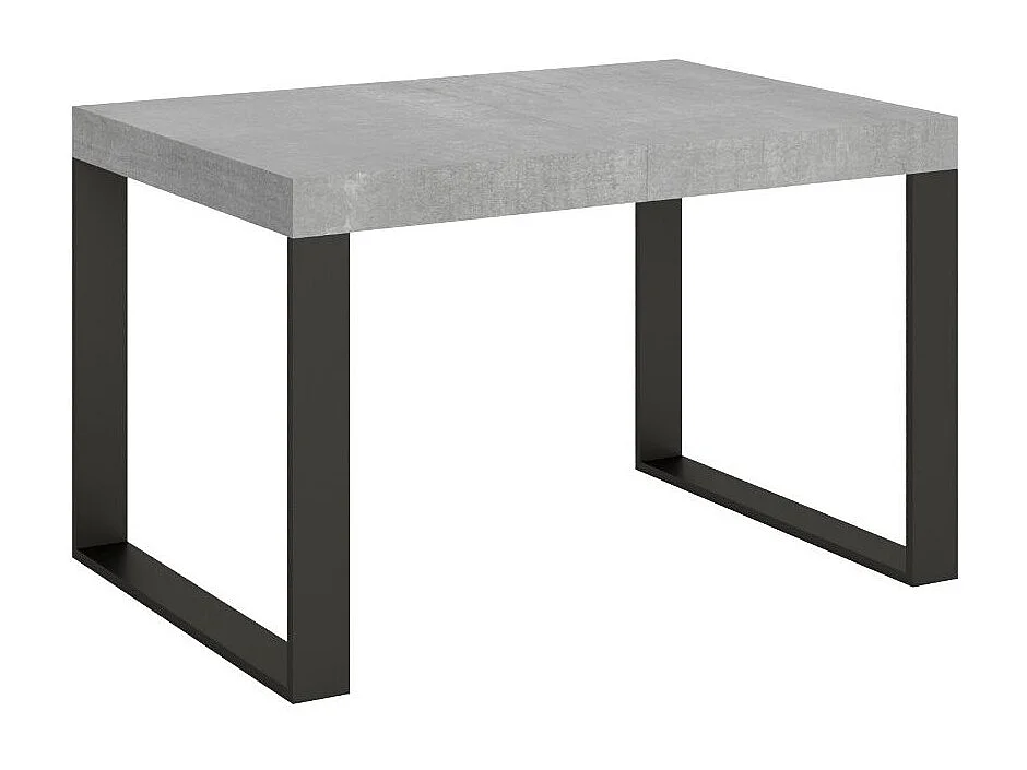 Table à manger extensible Tiroz-Couleur Gris ciment-Sur roulettes-2 rallonges fines-140 à 244cm