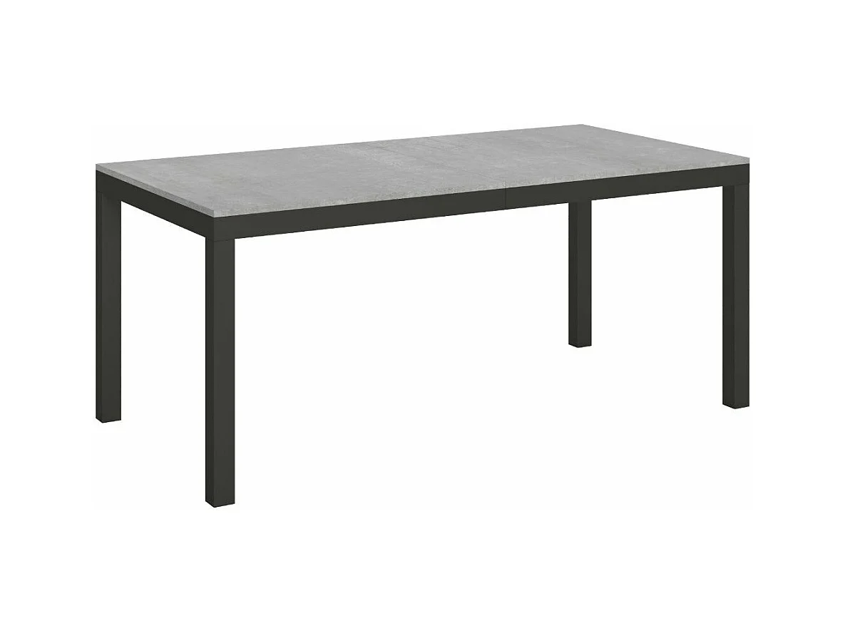 Mesa de comedor extensible Karry evolución-Color Gris cemento-Soporte 4 pies-Ancho extensible
