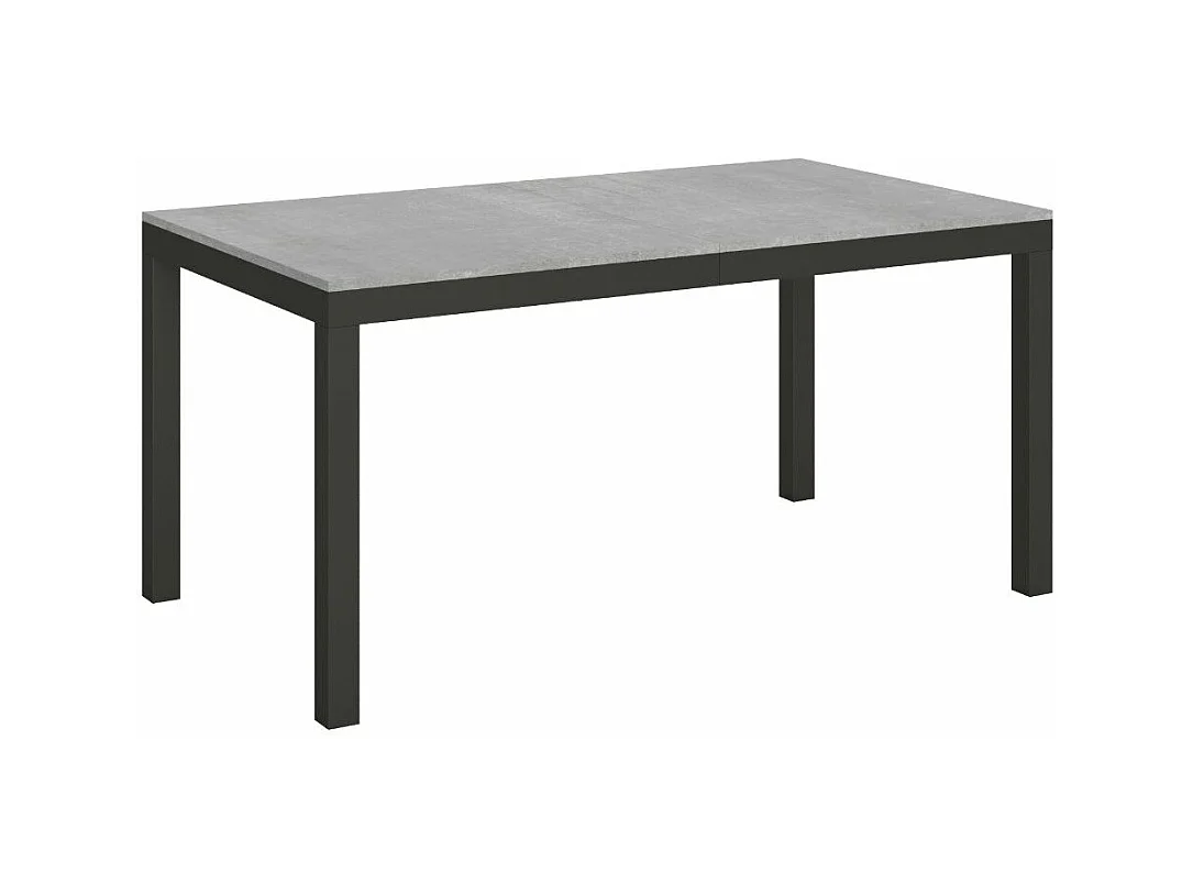 Mesa de comedor extensible Karry evolución-Color Gris cemento-Base y soporte con ruedas-Ancho extensible