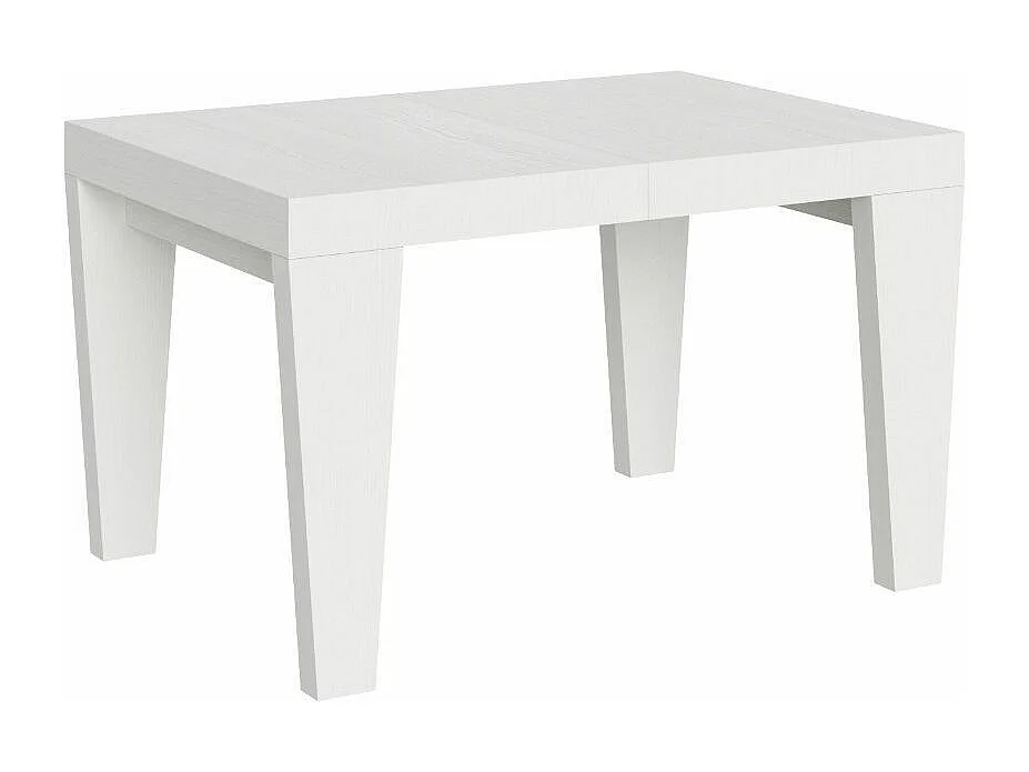 Table à manger extensible bois pieds en V Kristo-Couleur Blanc-4 pieds-2 rallonges épaisses-130 à 234cm