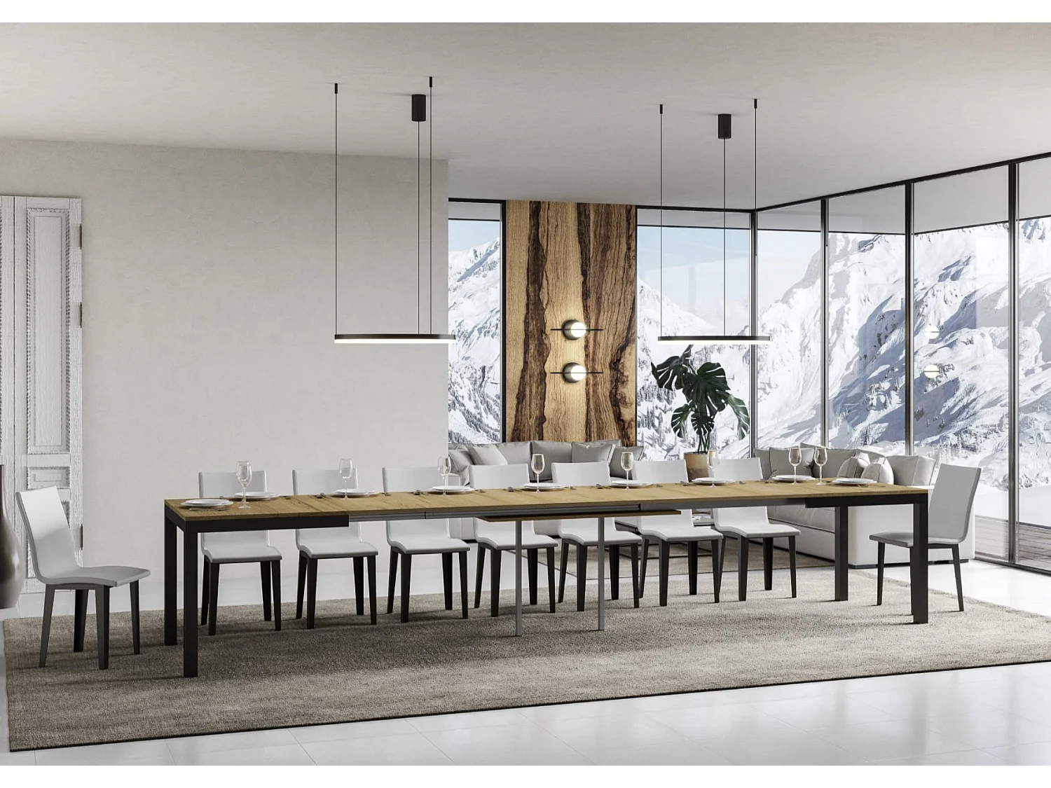 Karry evolution uitschuifbare eettafel-Kleur Natuurlijk-Steun 4 voet-Uitschuifbare breedte