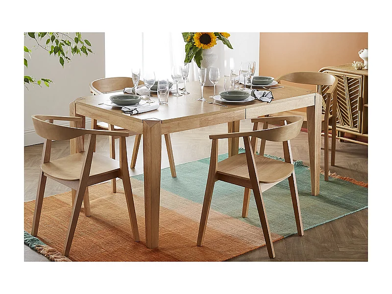 Mesa extensible de contrachapado de fresno y madera de caucho 150-180 cm BOLLY