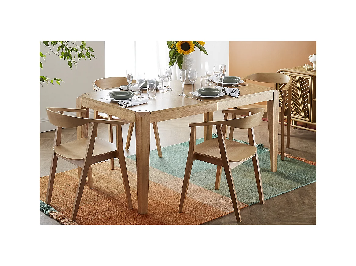 Table extensible rallonges intégrées rectangulaire en bois clair L150-180 cm BOLLY