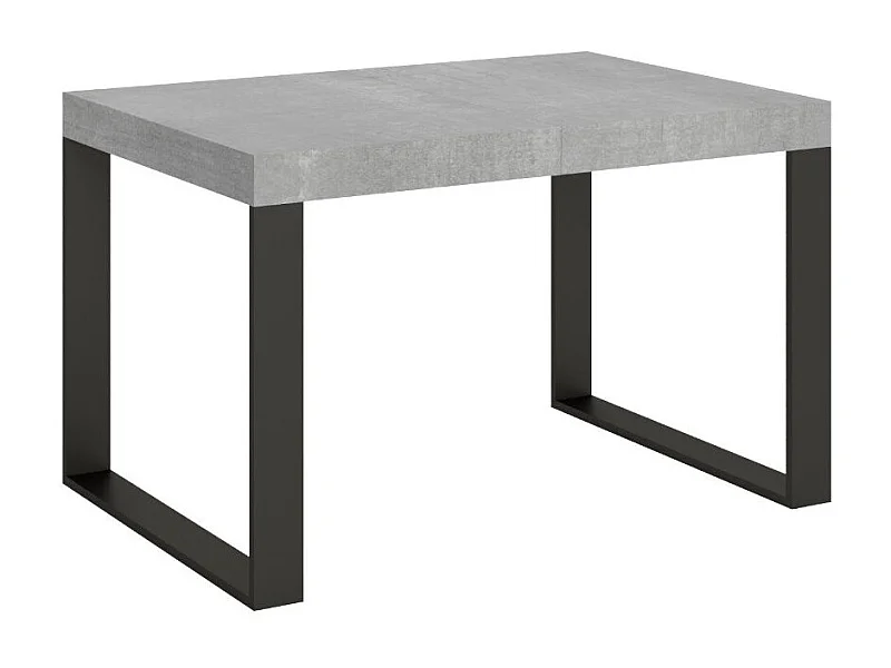 Table à manger extensible Tiroz-Couleur Gris ciment-Sur roulettes-5 rallonges fines-130 à 390cm