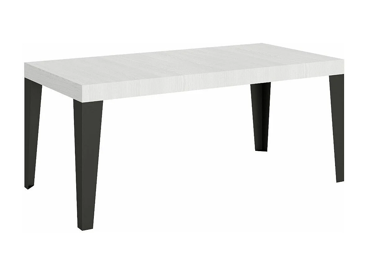 Flavio uitschuifbare eettafel-Kleur Wit-Steun 4 voet-Verlengsnoeren -Uitschuifbare breedte