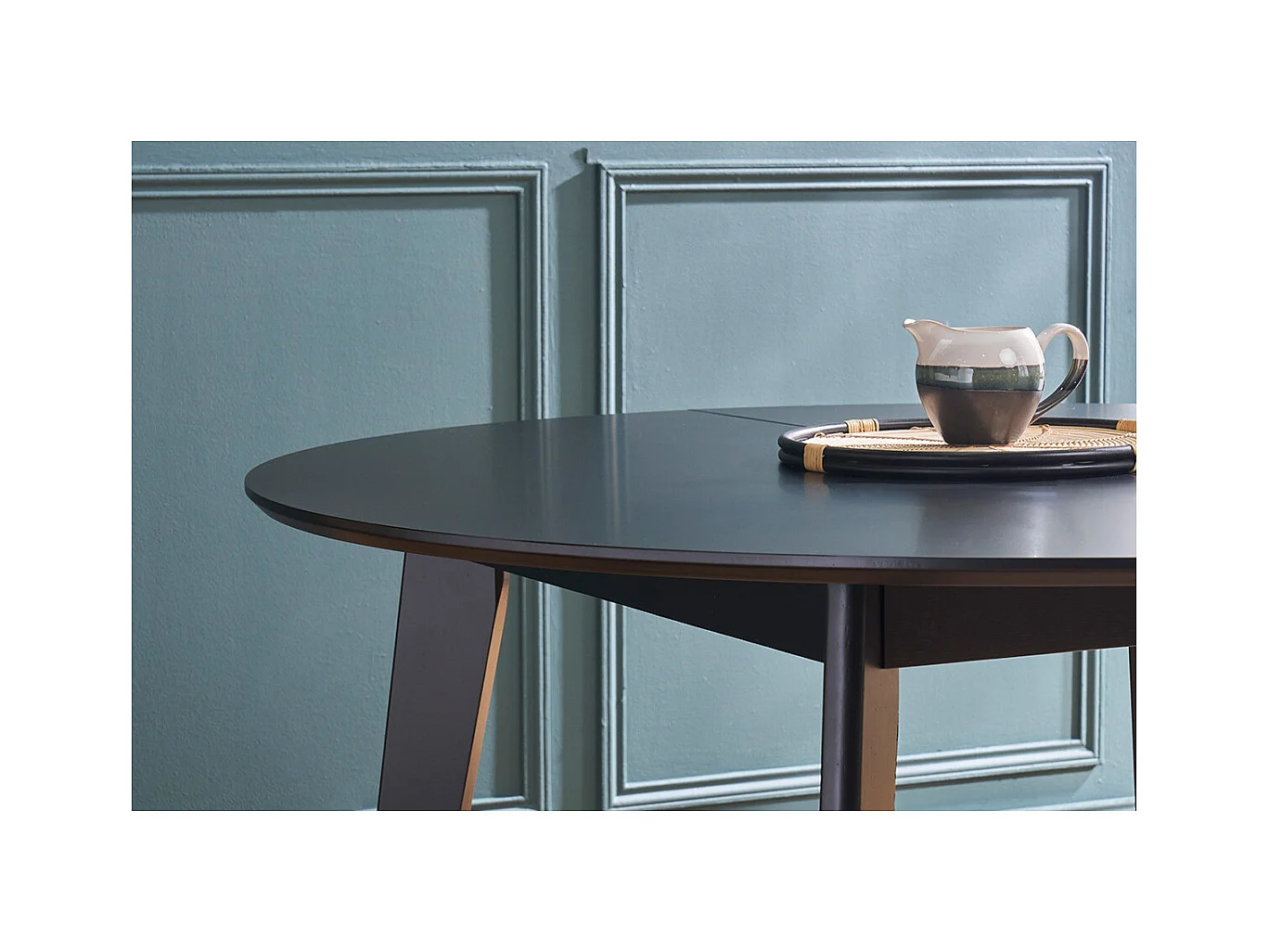 Mesa de comedor extensible redonda negra L120-150 cm LEENA