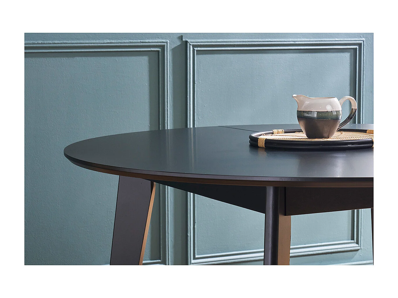 Mesa de comedor extensible redonda negra L120-150 cm LEENA