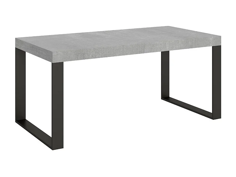 Table à manger extensible Tiroz-Couleur Gris ciment-4 pieds-5 rallonges épaisses-160 à 420cm
