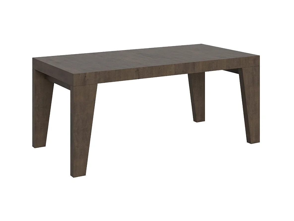 Table à manger extensible bois Naxo-Couleur Marron-4 pieds-2 rallonges fines-180 à 284cm