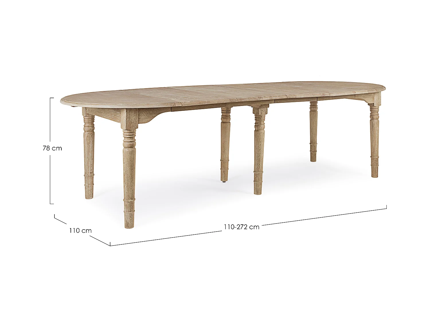 Table extensible bois de chêne naturel Badou L 110-272
