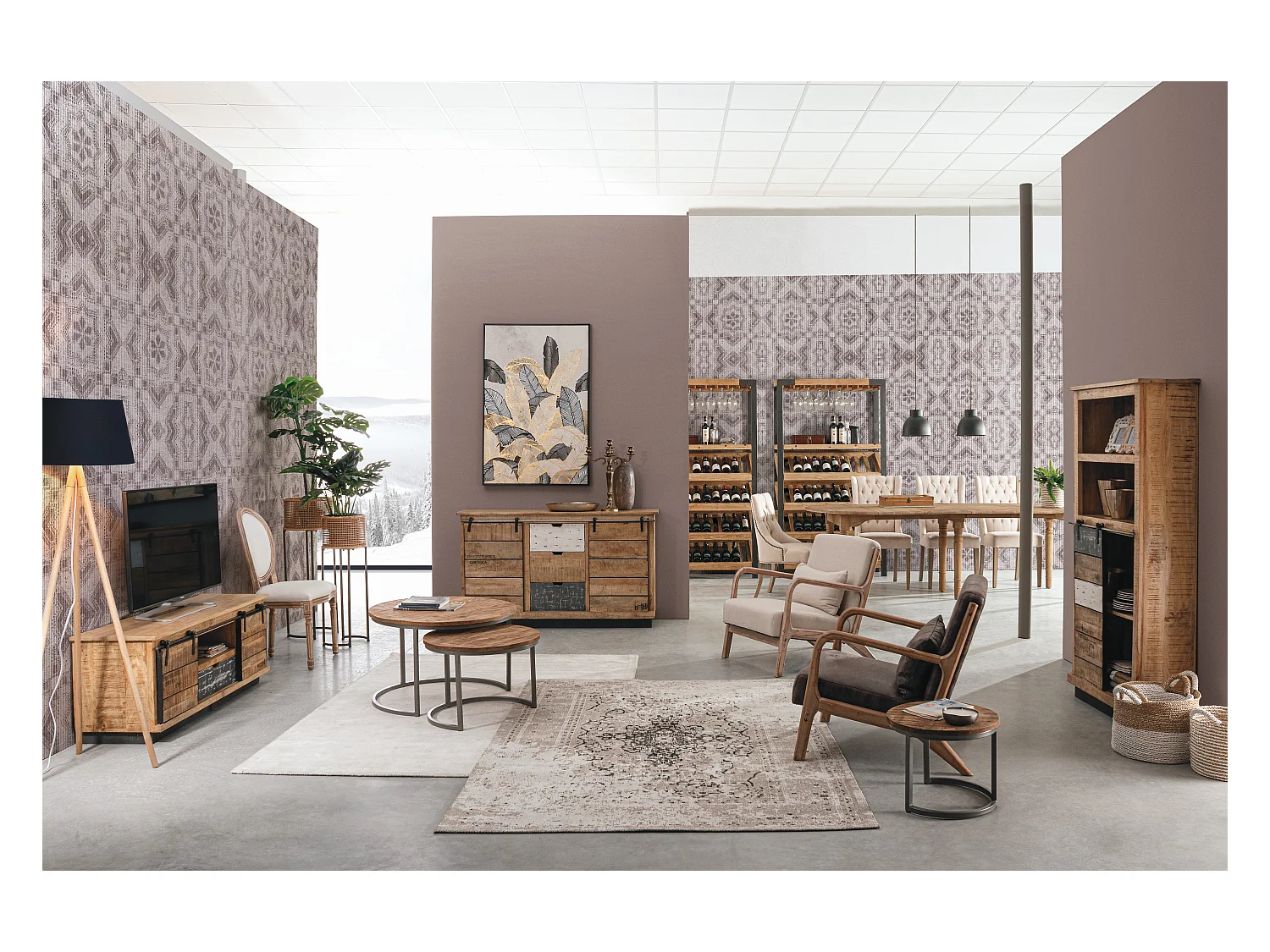 Table extensible bois de chêne naturel Badou L 110-272