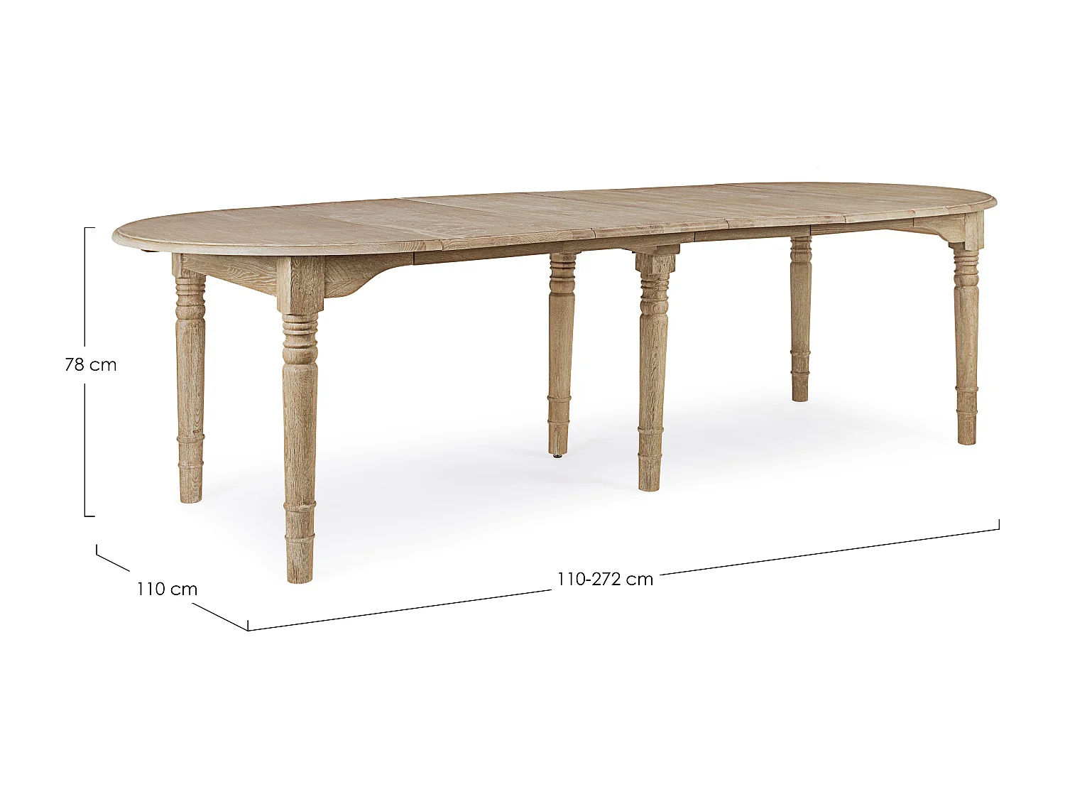 Table extensible bois de chêne naturel Badou L 110-272
