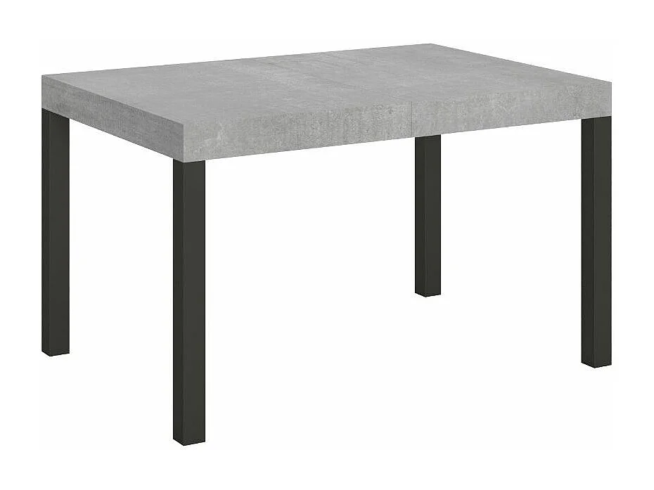 Table à manger extensible Karry-Couleur Gris ciment-Sur roulettes-140 à 224cm