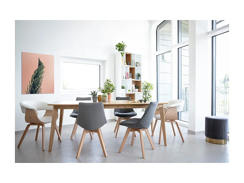 Table à manger extensible scandinave en bois clair L150-200 LEENA
