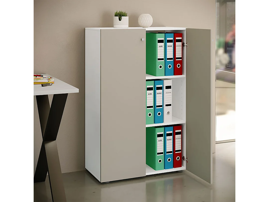 LonaXLDT Büroschrank 2 Türen weiß, grau.