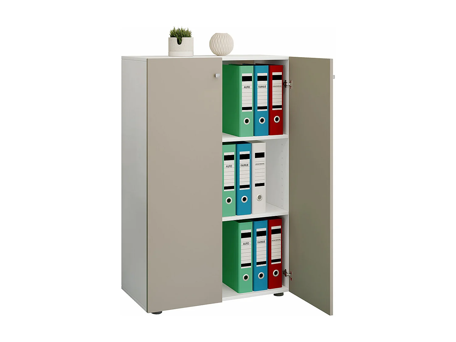 LonaXLDT Büroschrank 2 Türen weiß, grau.