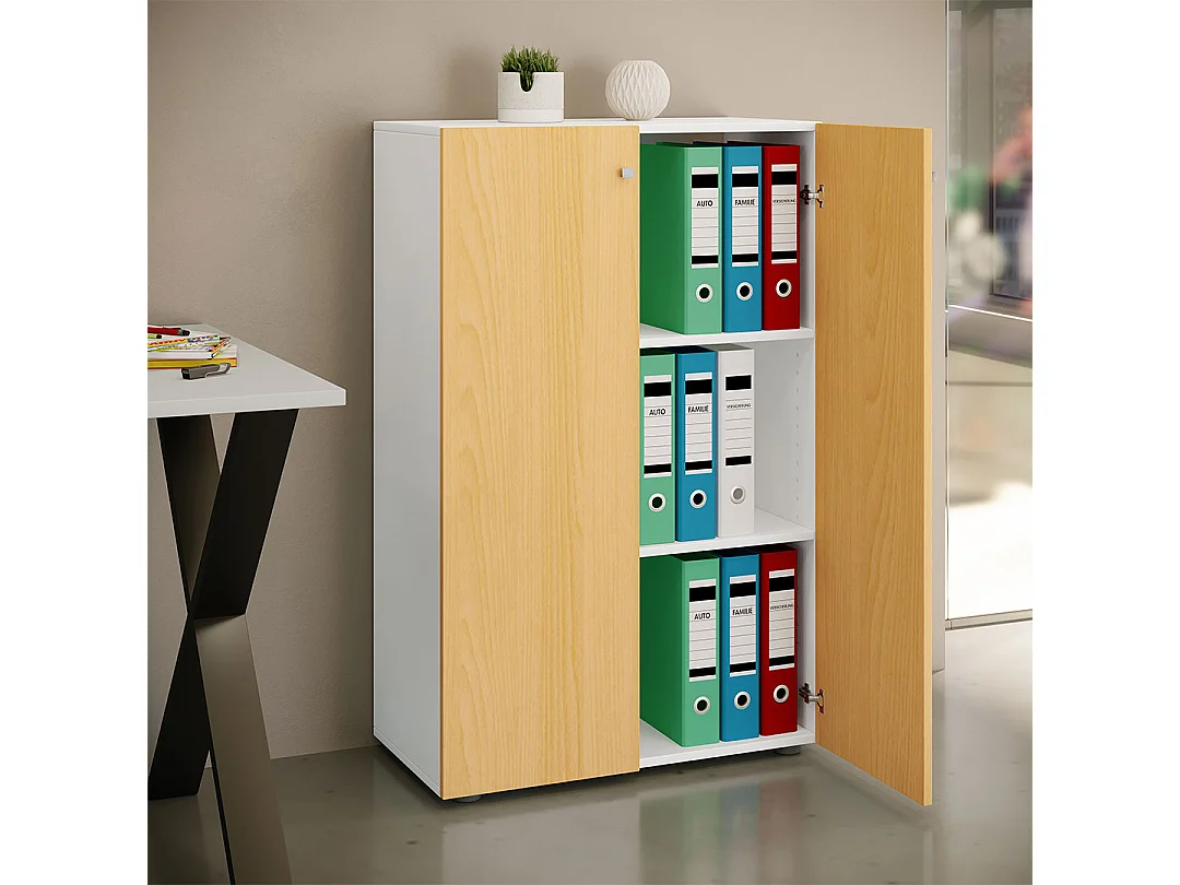 LonaXLDT armoire de bureau 2 portes blanc, hêtre.