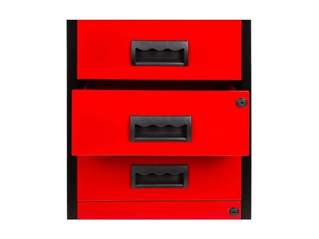 Mini servante sur roulettes 4 tiroirs métal noir et rouge Folia