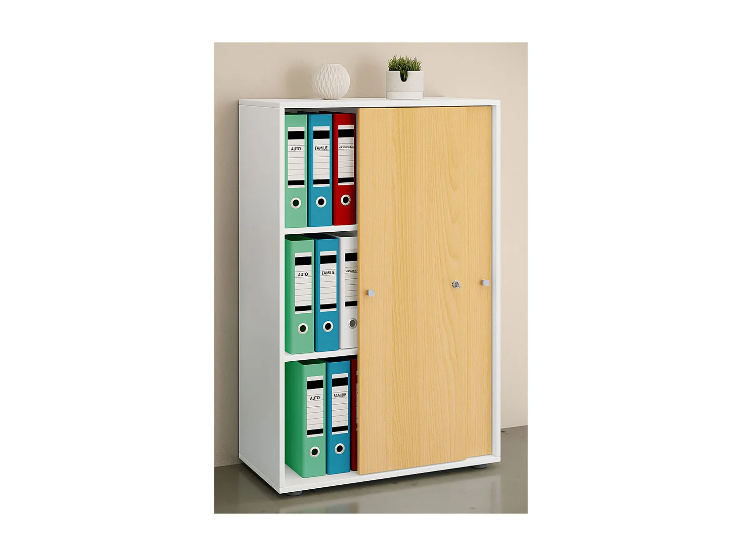 LonaXLST Büroschrank 2 Türen weiß, buche.