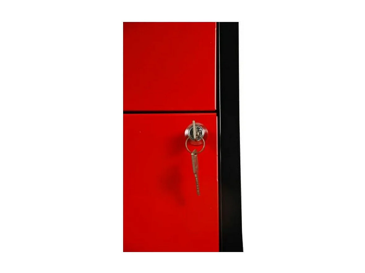 Mini servante sur roulettes 3 tiroirs métal noir et rouge Folia H 57