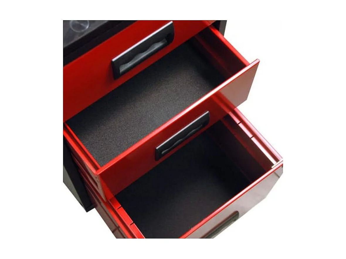 Mini servante sur roulettes 3 tiroirs métal noir et rouge Folia H 57