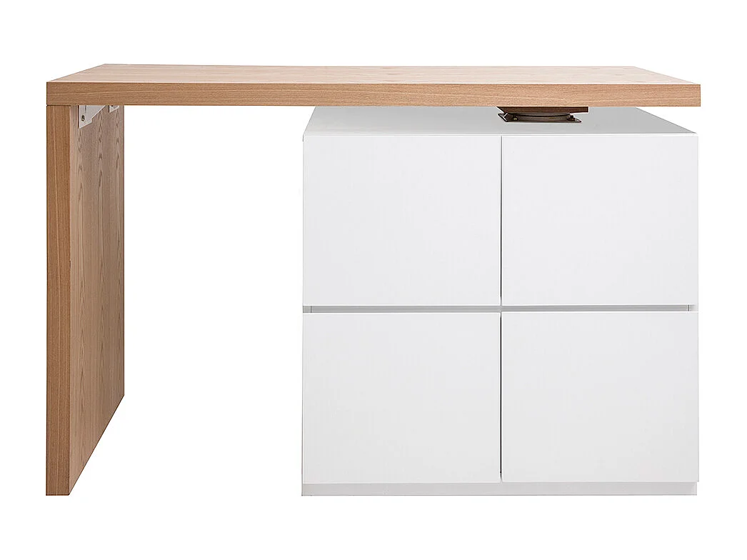 Modularer Stehtisch mit Stauraum in Mattweiß und Eiche H91 cm MAX